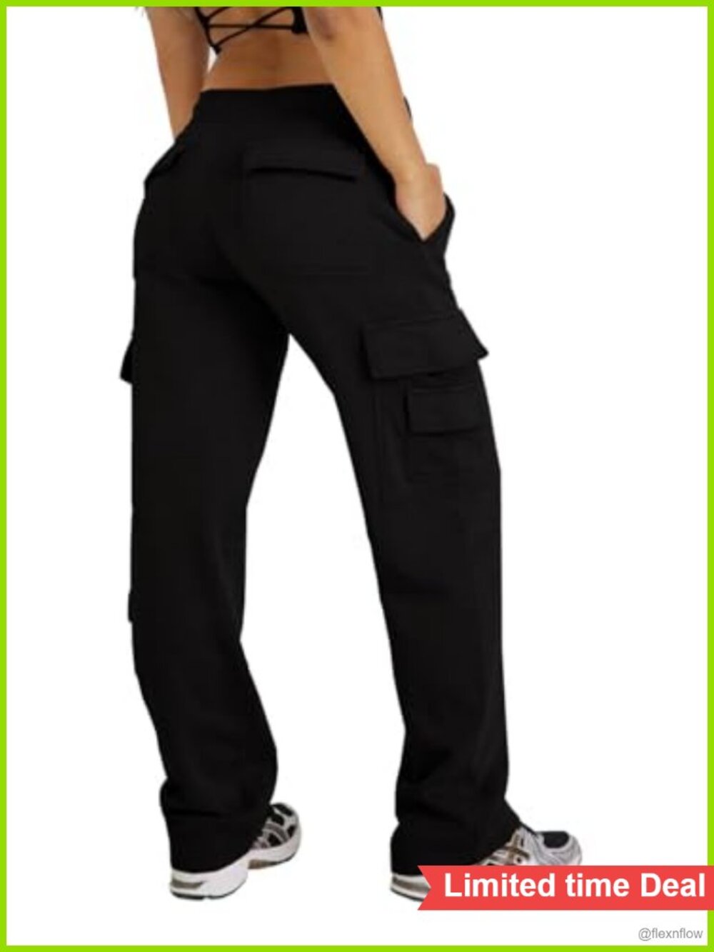 Wide Leg Fleece Cargo Sweatpants with Pockets